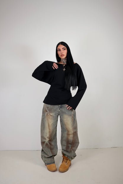 Maglia Long Sleeve Lace - Nero