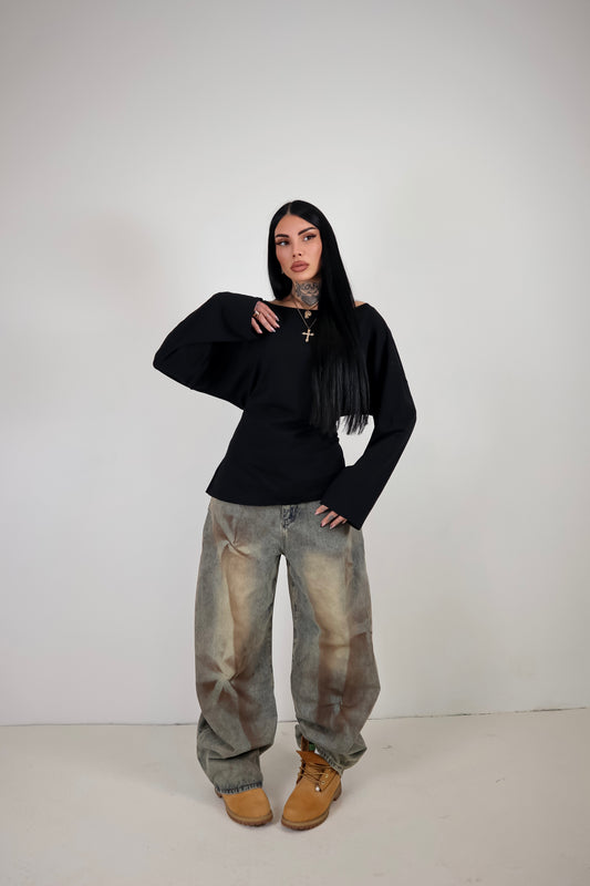 Maglia Long Sleeve Lace - Nero