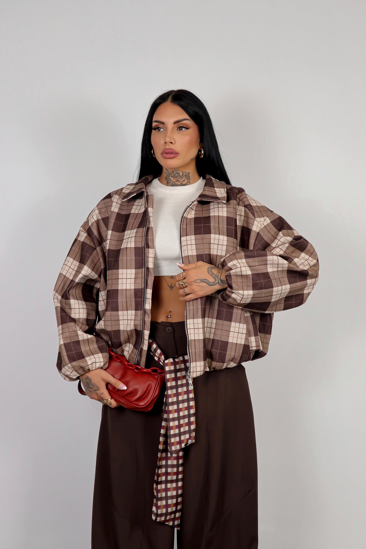 Bomber Tartan - Marrone