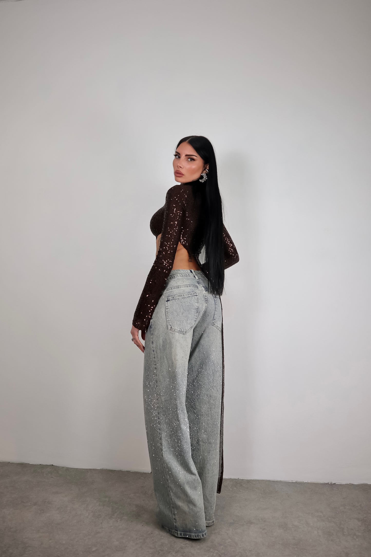 Maglia Paillettes Wow - Marrone