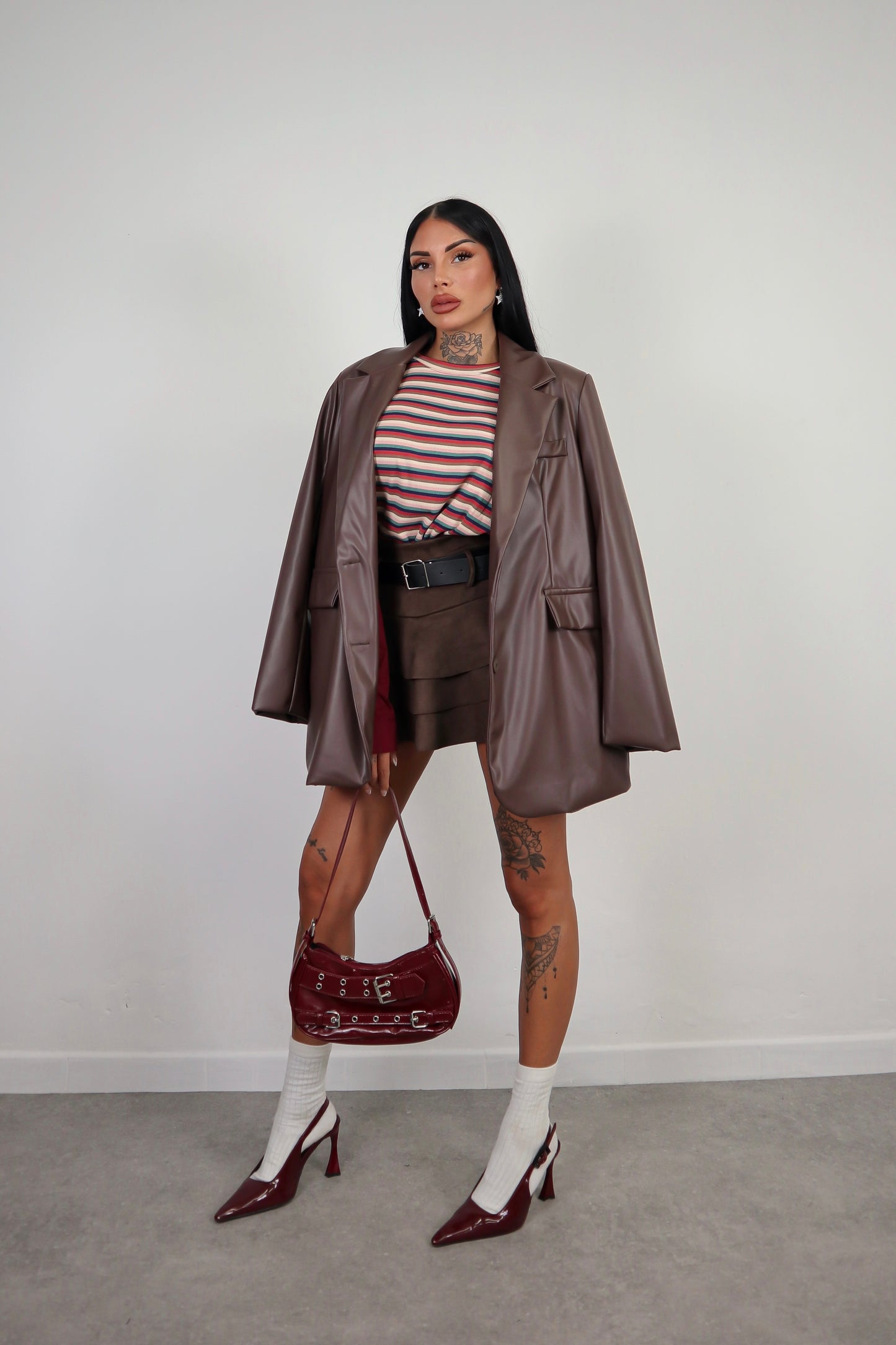 Blazer Ecopelle Over - Marrone