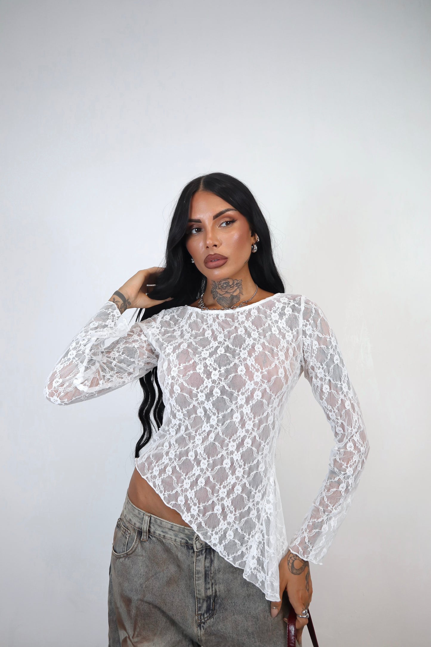 Maglia pizzo Amelie - Bianco