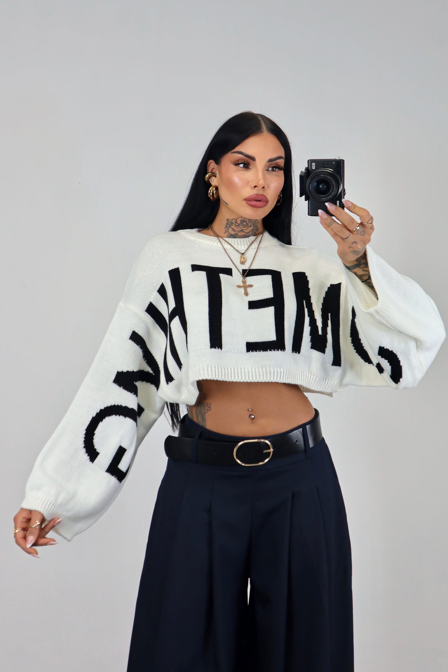 Maglia crop Something - Bianco