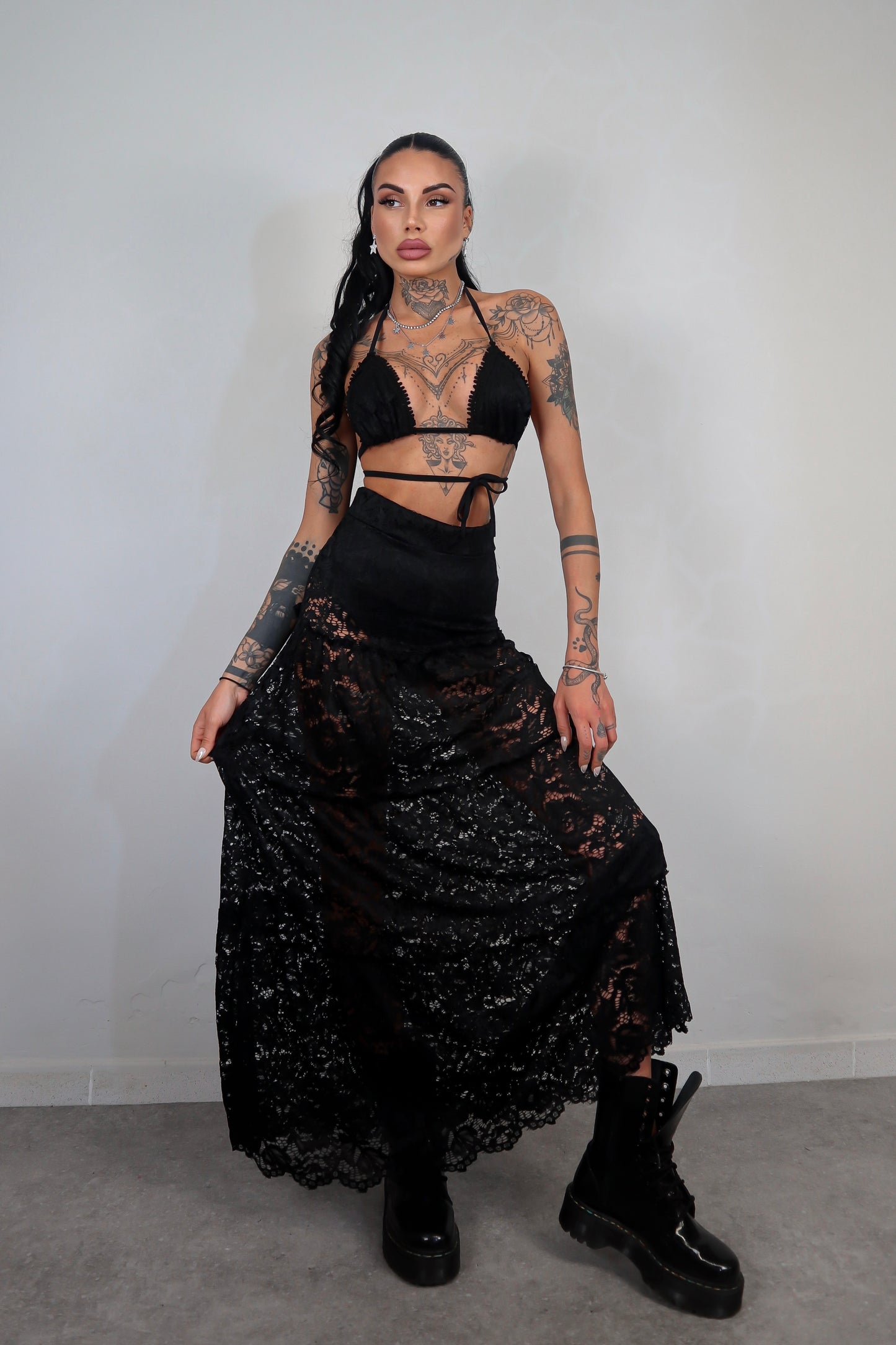 Completo pizzo Ibiza - Nero