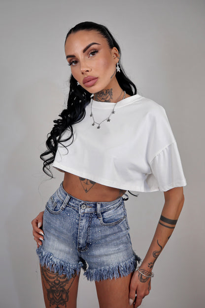 Shorts Brillo Frangette - Denim