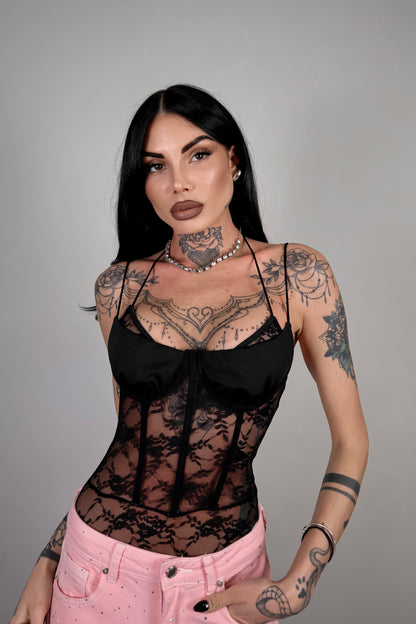 Body pizzo Odette - Nero