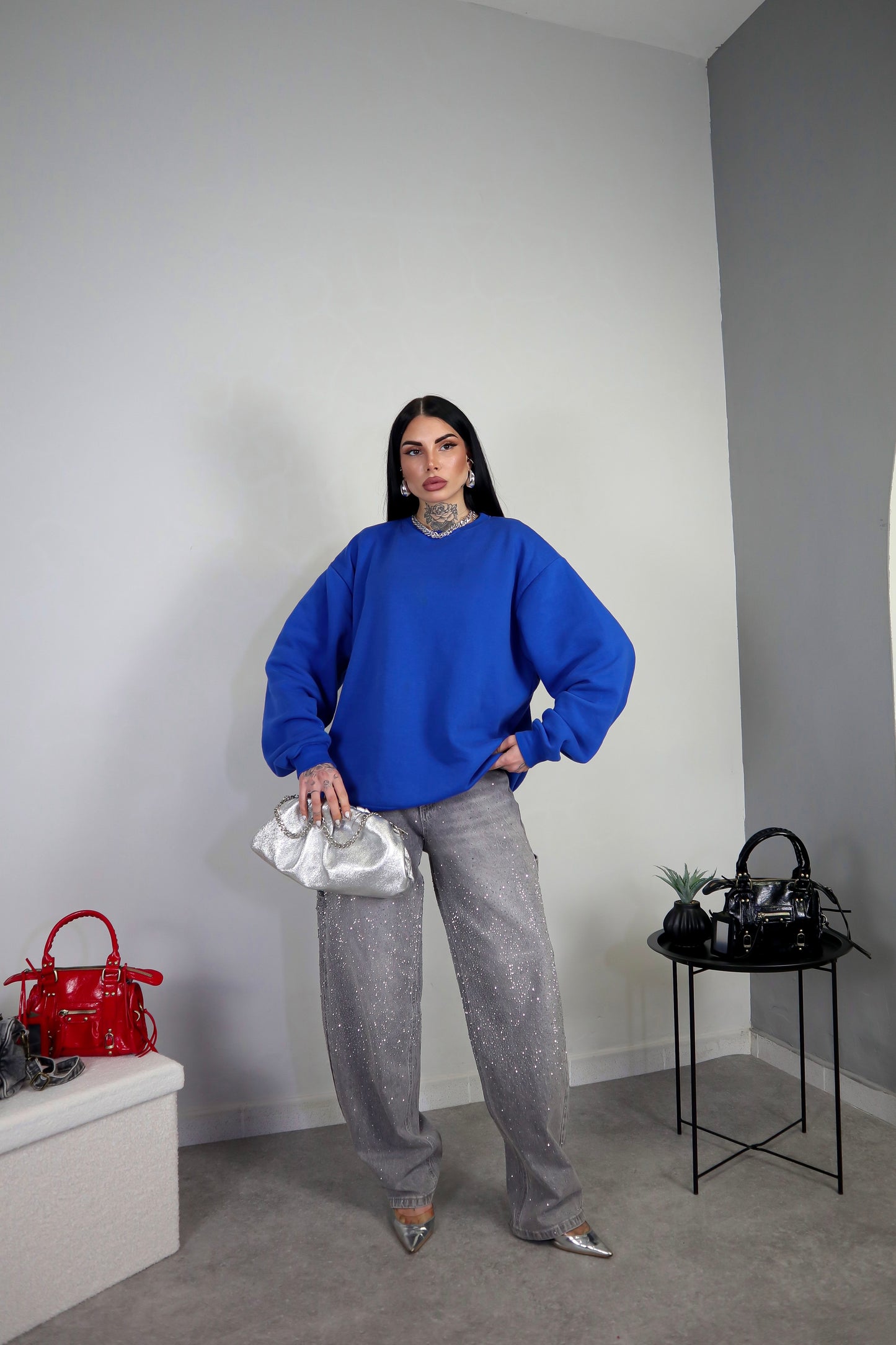 Felpa Unisex Oversize - Blu