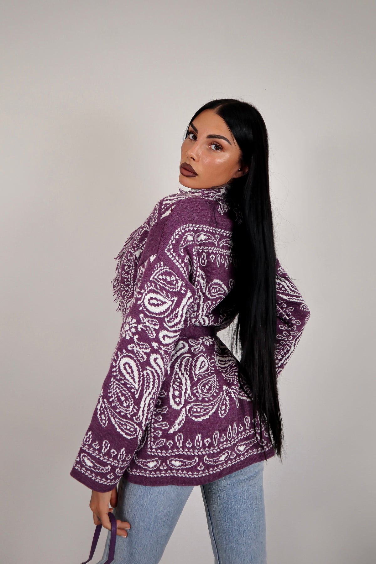 Cardigan Perù - Prugna