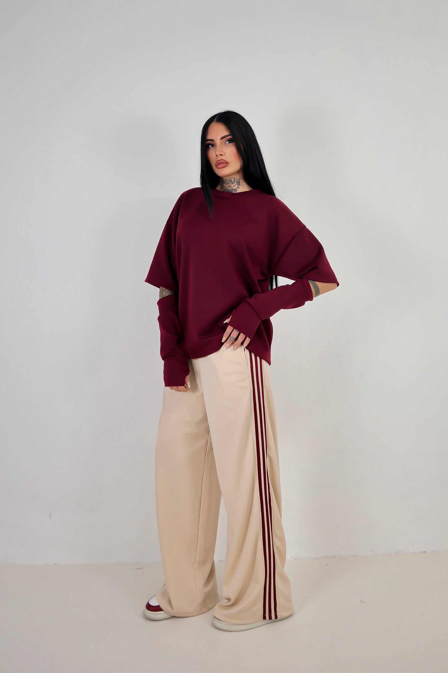 Pantalone Adi - Beige/Bordeaux