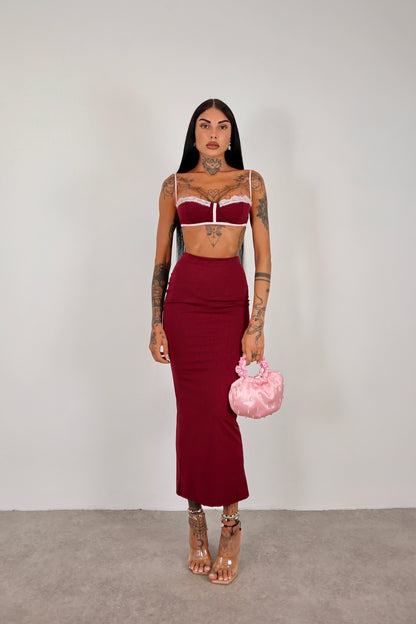 Completo Beverly - Bordeaux/rosa