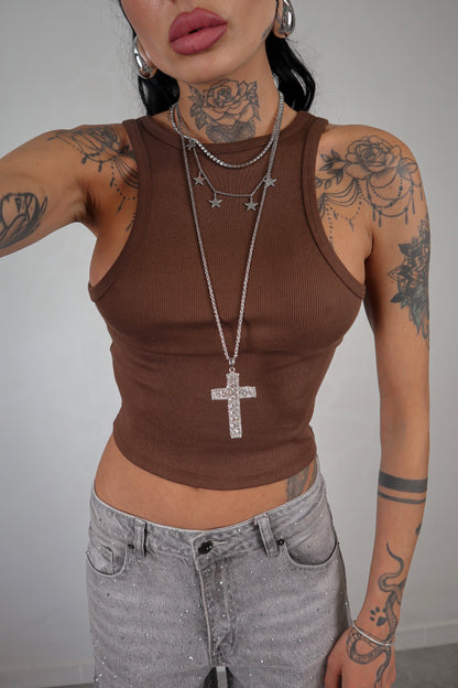 Canottiera Basic - Marrone