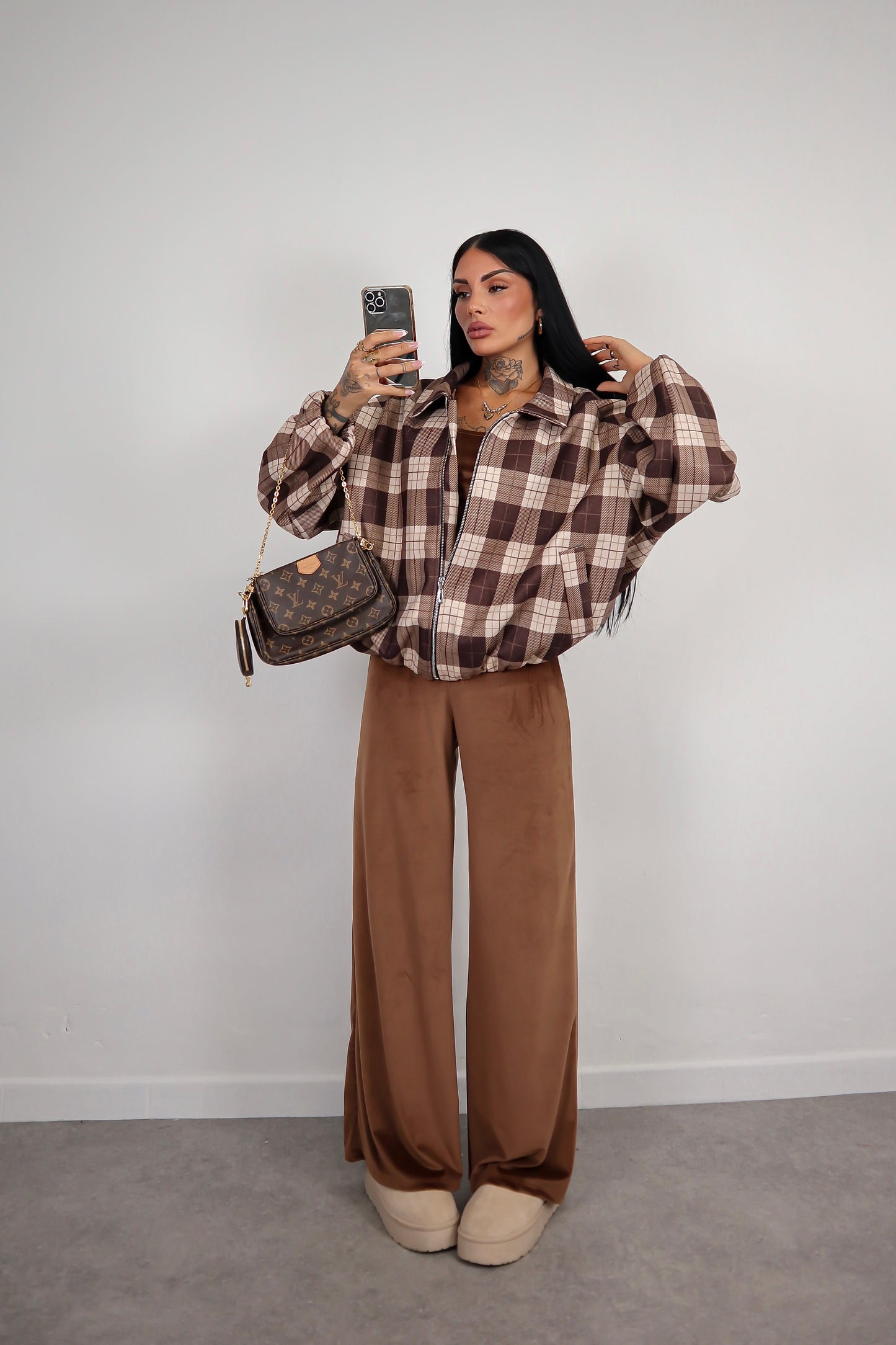 Bomber Tartan - Marrone
