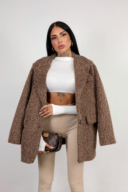 Blazer Oversize Teddy - Marrone