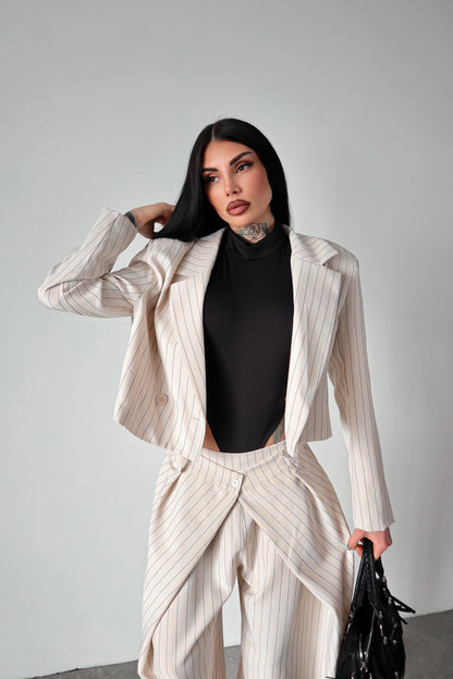 Tailleur gessato Amal - Bianco sporco