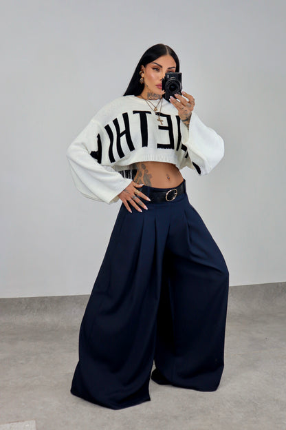 Maglia crop Something - Bianco