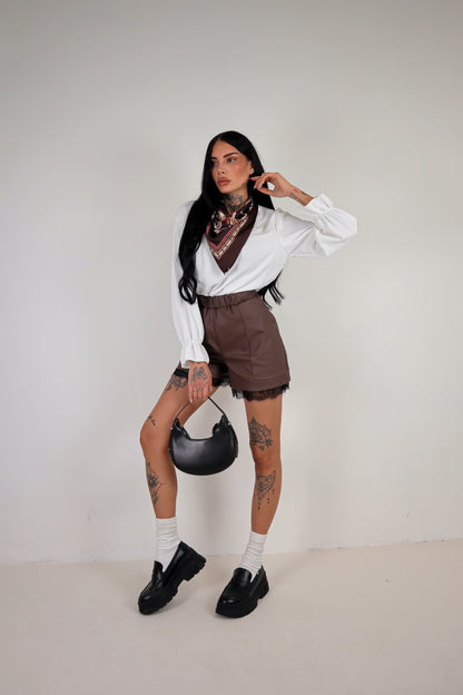Shorts ecopelle Vicky - Marrone