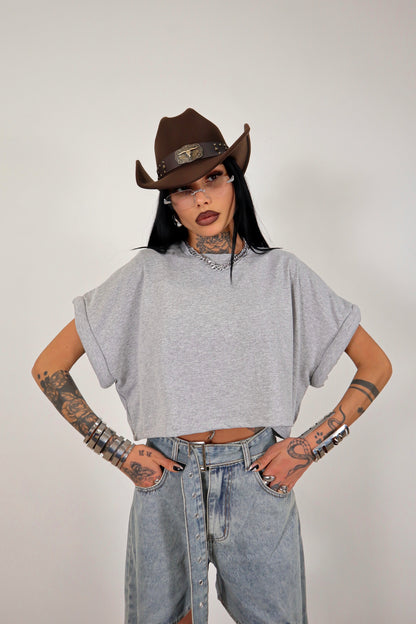 T-shirt crop Donut - Grigio