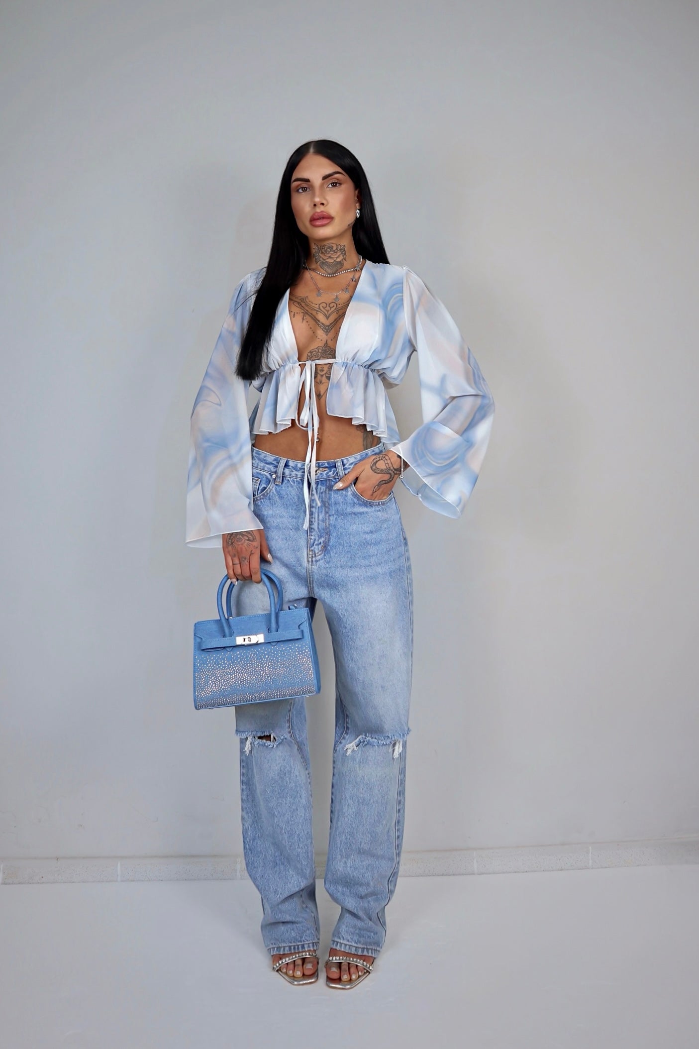 Blusa Antartide - Bianco&Celeste