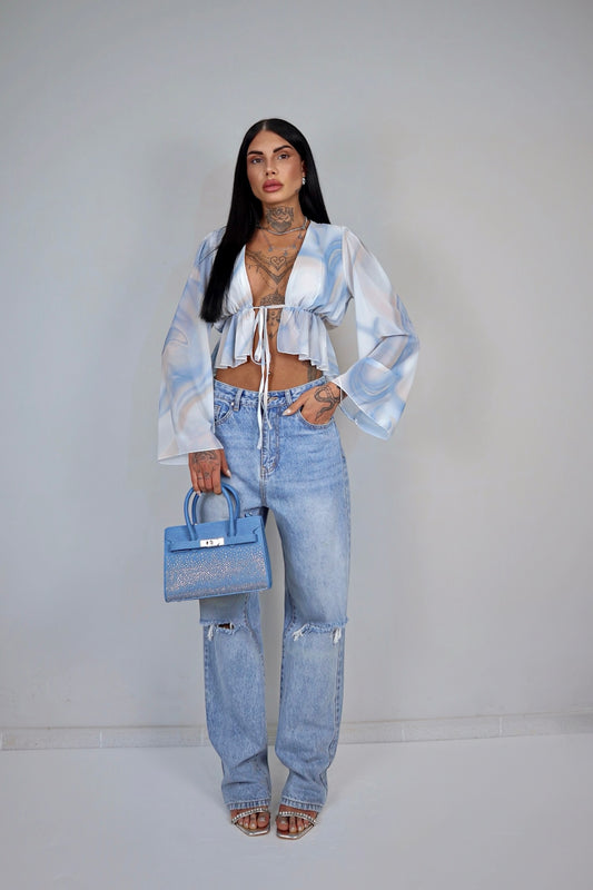 Blusa Antartide - Bianco&Celeste