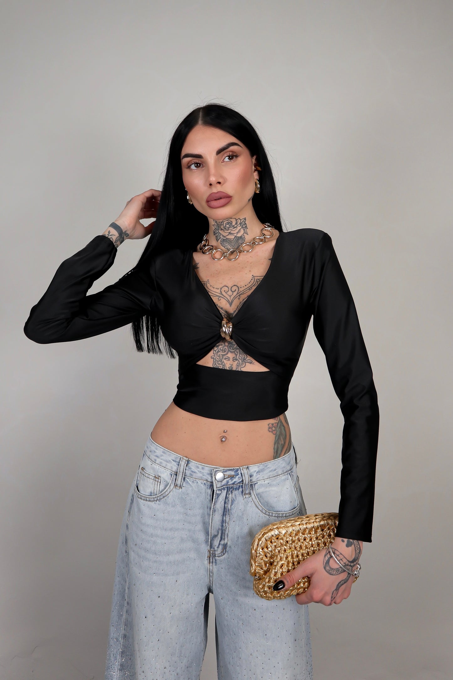 Maglia Crop Persia - Nero