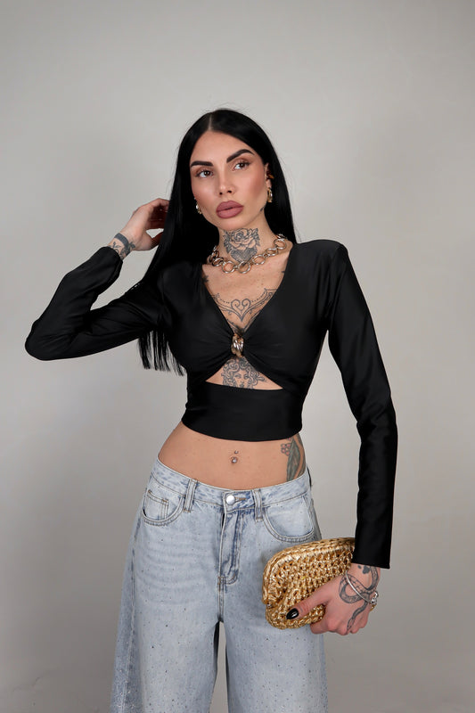Maglia Crop Persia - Nero