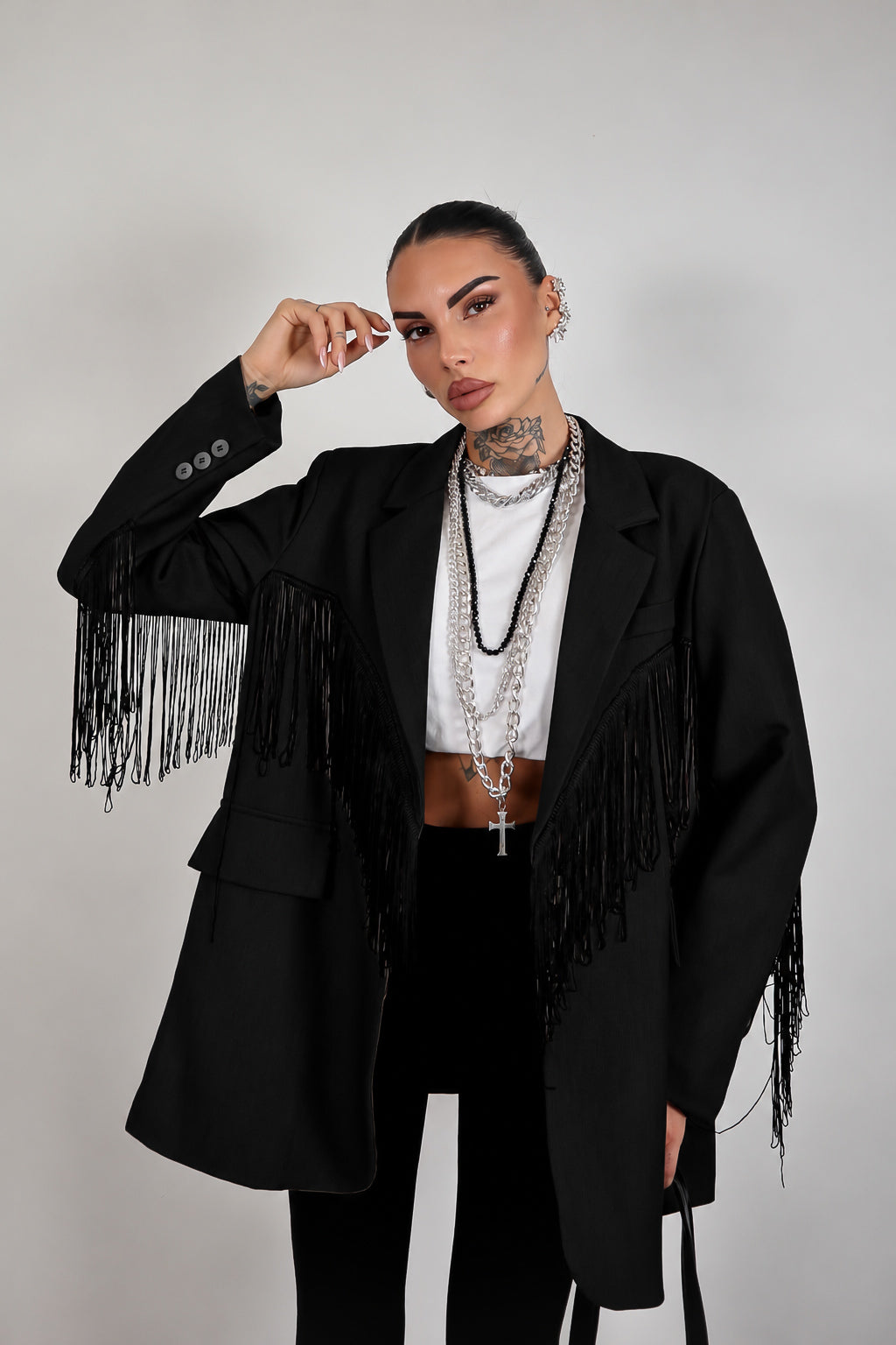 Blazer over Frange - Nero