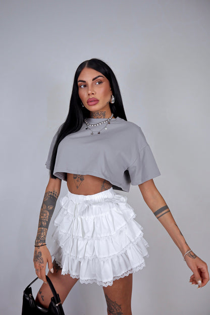 T-Shirt Over Crop - Grigio