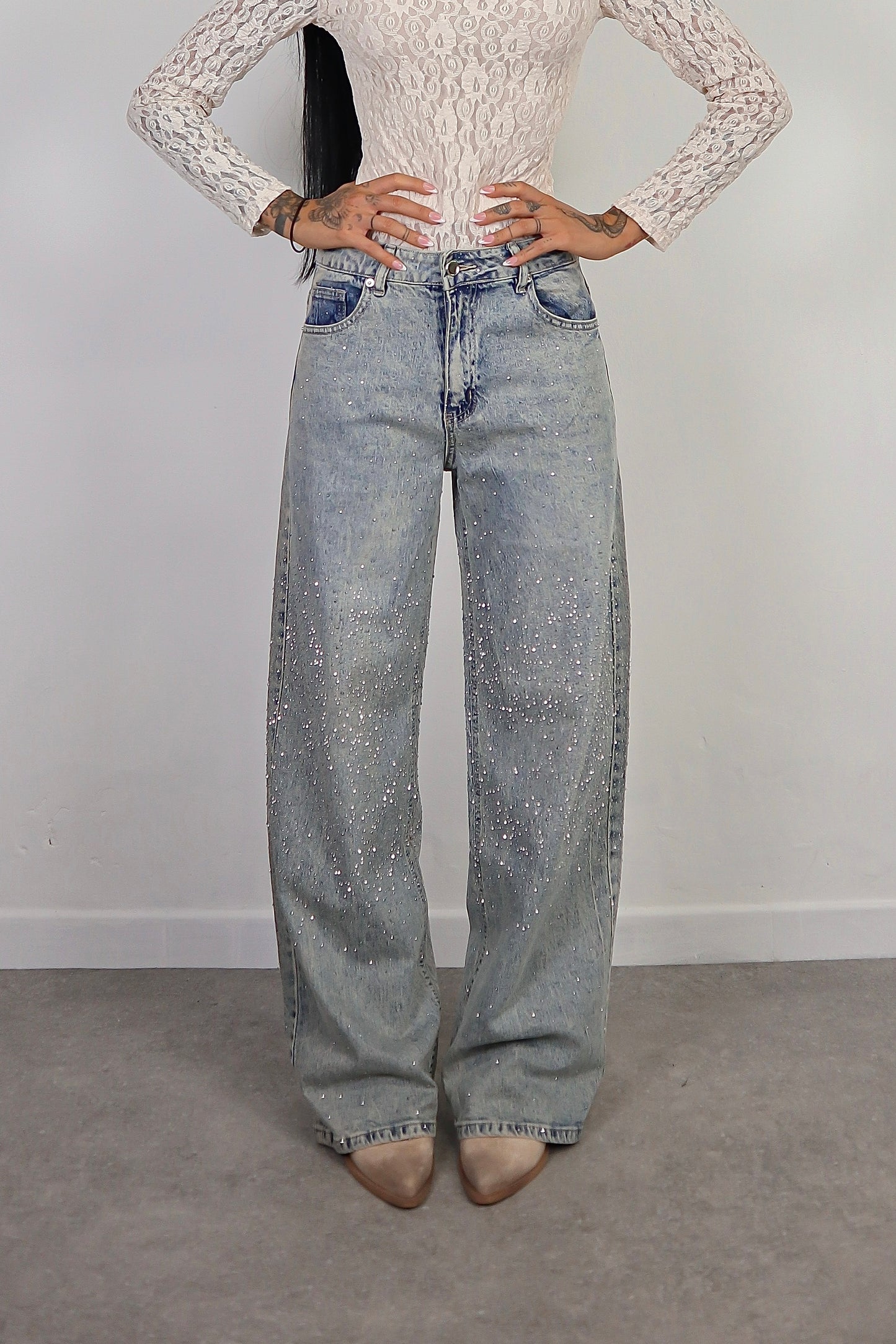 Jeans wide leg Brillo - Denim freddo