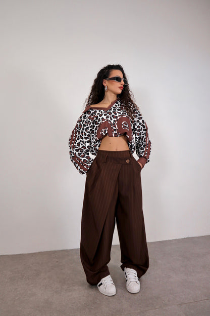 Pantalone Amira Gessato - Marrone