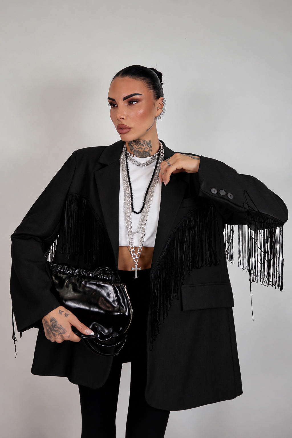 Blazer over Frange - Nero