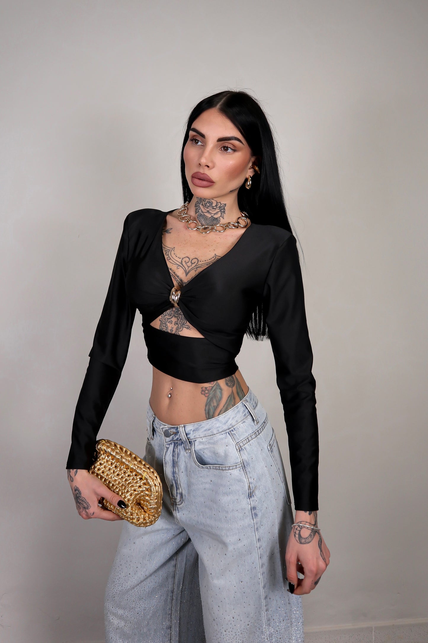 Maglia Crop Persia - Nero