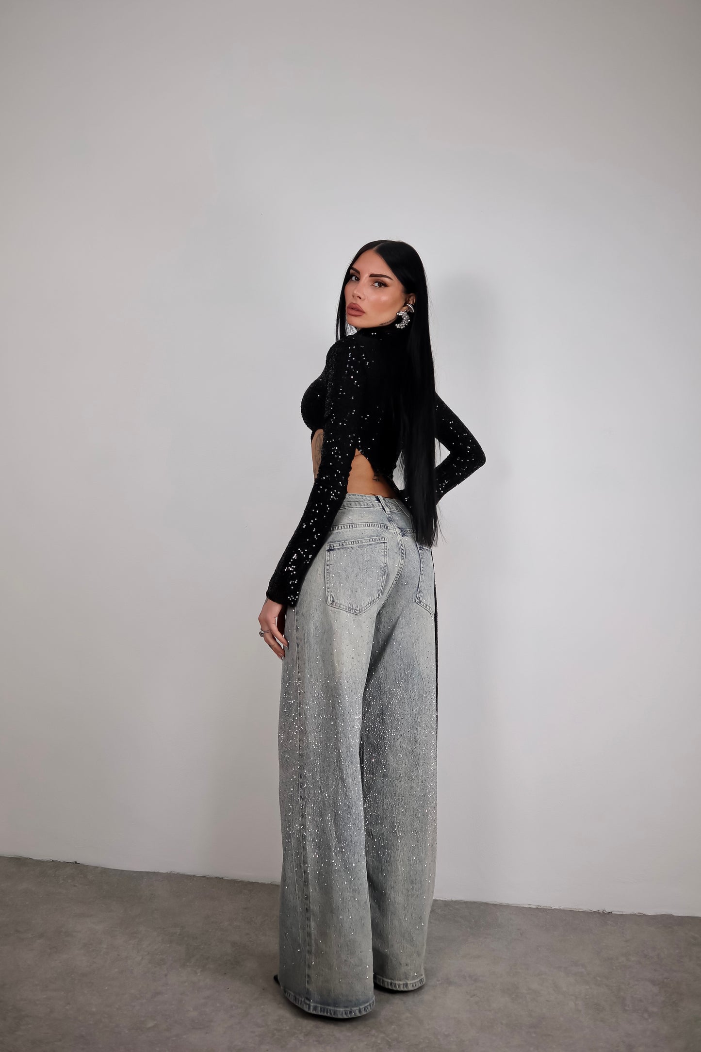 Maglia Paillettes Wow - Nero