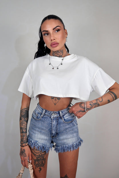 T-Shirt Over Crop - Bianco