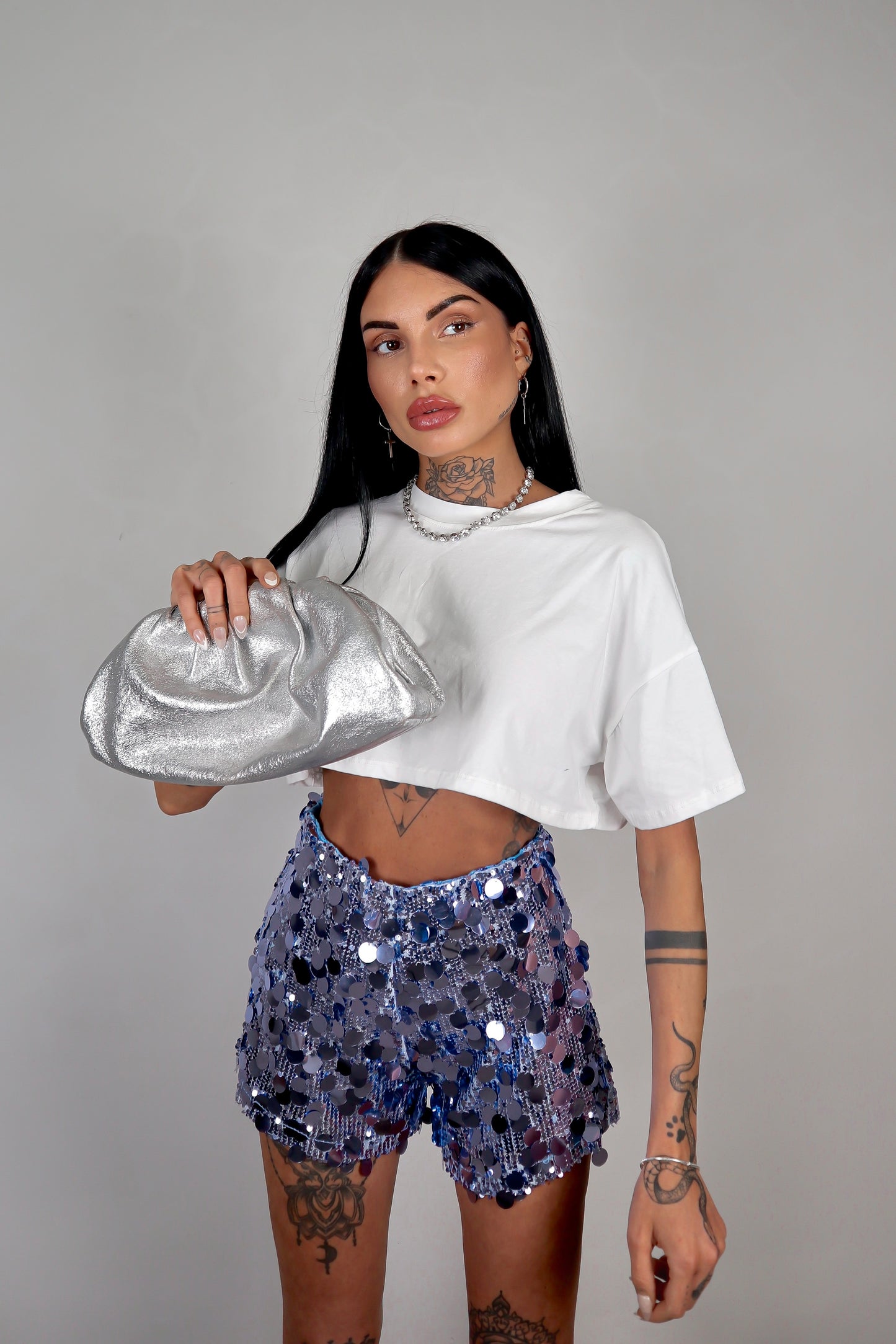 Shorts Paillettes Astrid - Azzurro