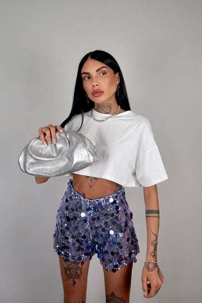 Shorts Paillettes Astrid - Azzurro