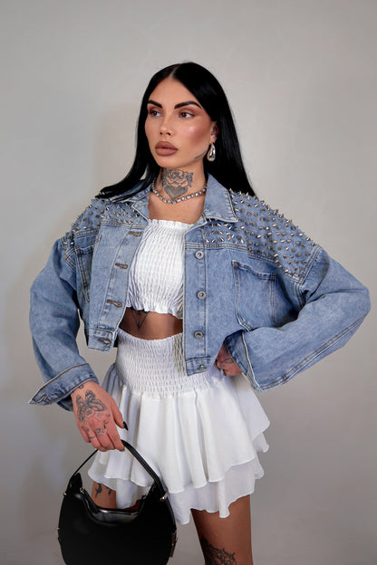 Giacca denim borchie Amber