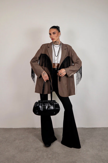 Blazer over Frange - Marrone
