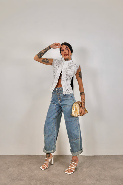 Camicia pizzo Japan - Bianco