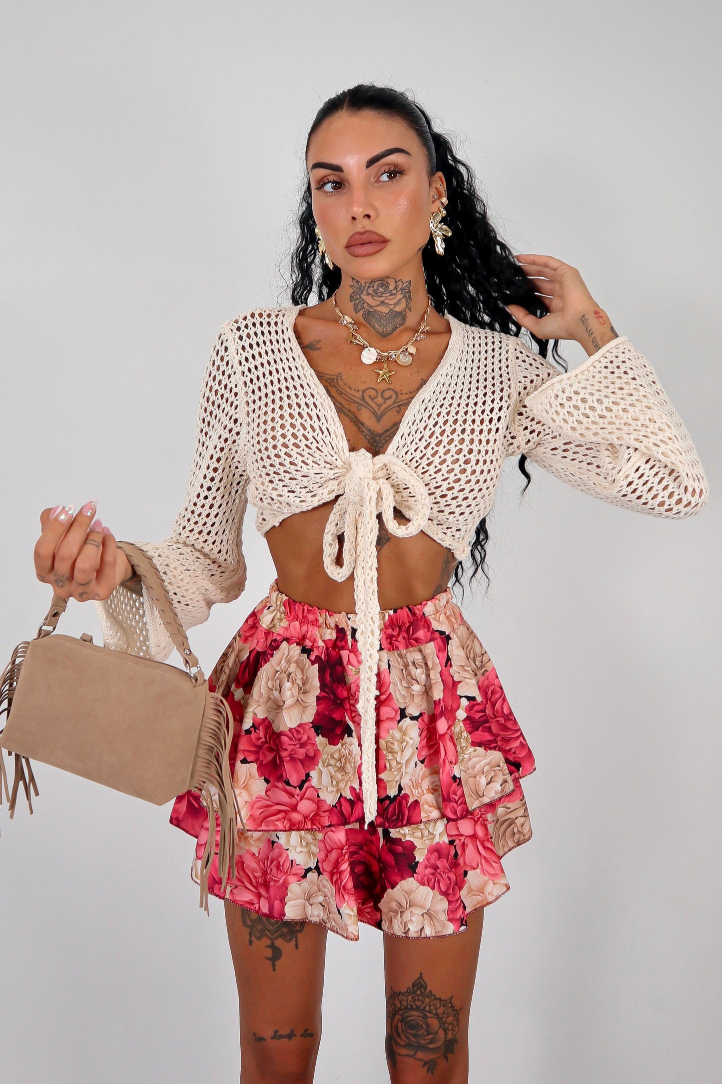 Cardigan traforato - Burro