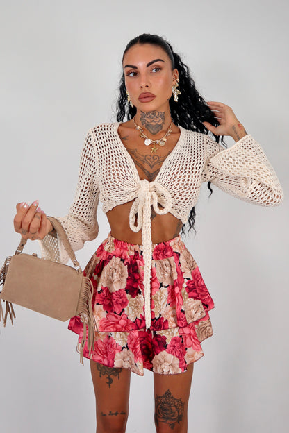 Cardigan traforato - Burro