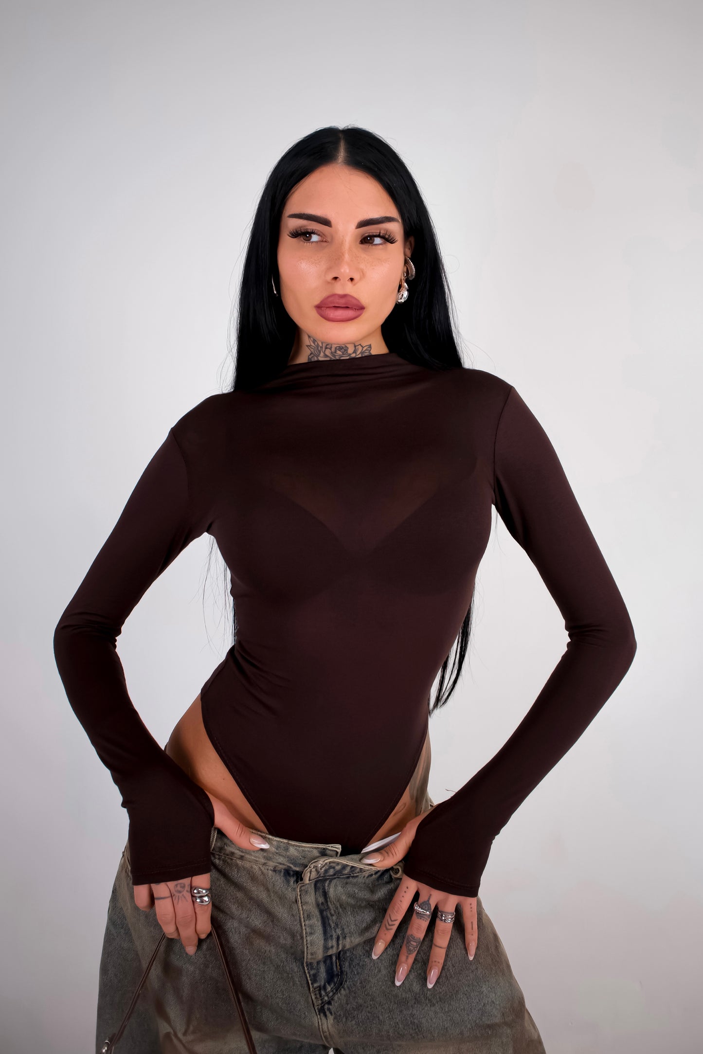 Body Velato Guantino - Marrone