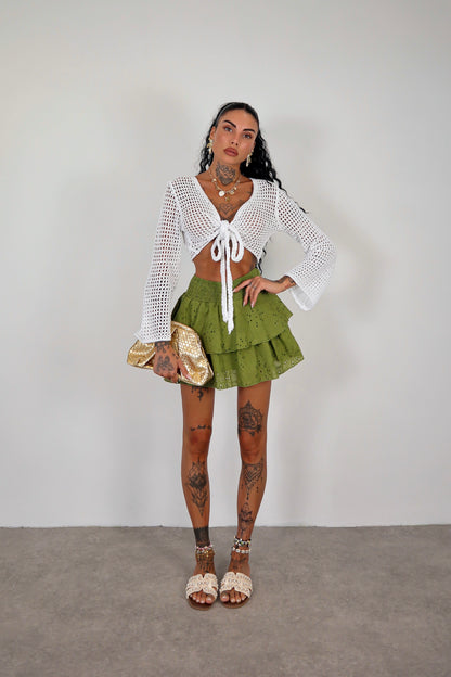 Cardigan traforato - Bianco