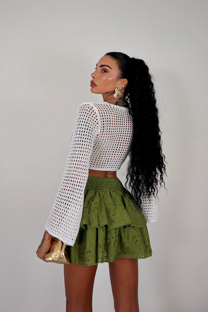 Cardigan traforato - Bianco