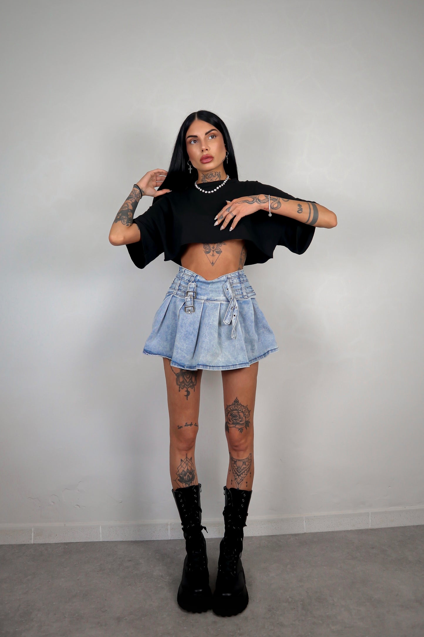 T-Shirt Over Crop - Nero