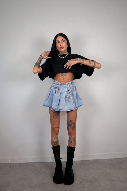 T-Shirt Over Crop - Nero