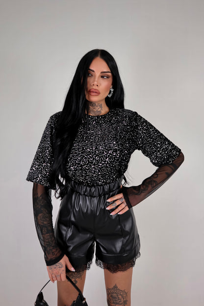 Maglia Paillettes Virginia - Nero