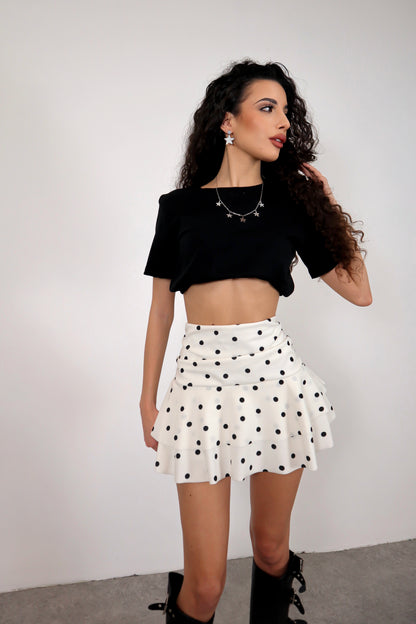Panta gonna Pois - Bianco