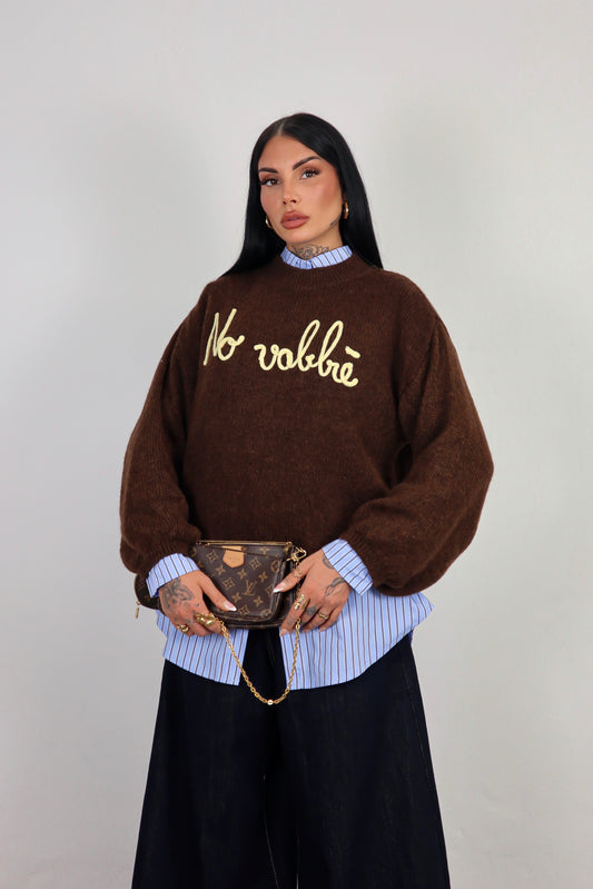Maglione “No vabbè” - Marrone