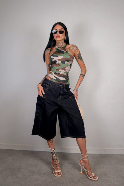 Bermuda Baggy - Denim Scuro