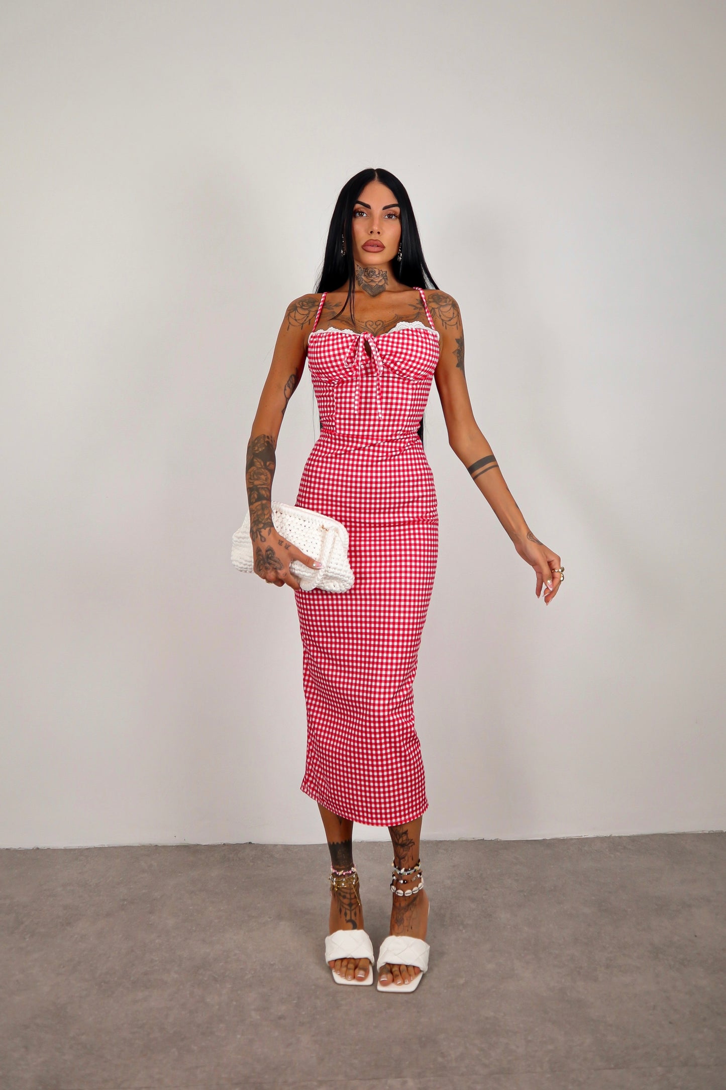 Abito tartan Madeline - Rosso